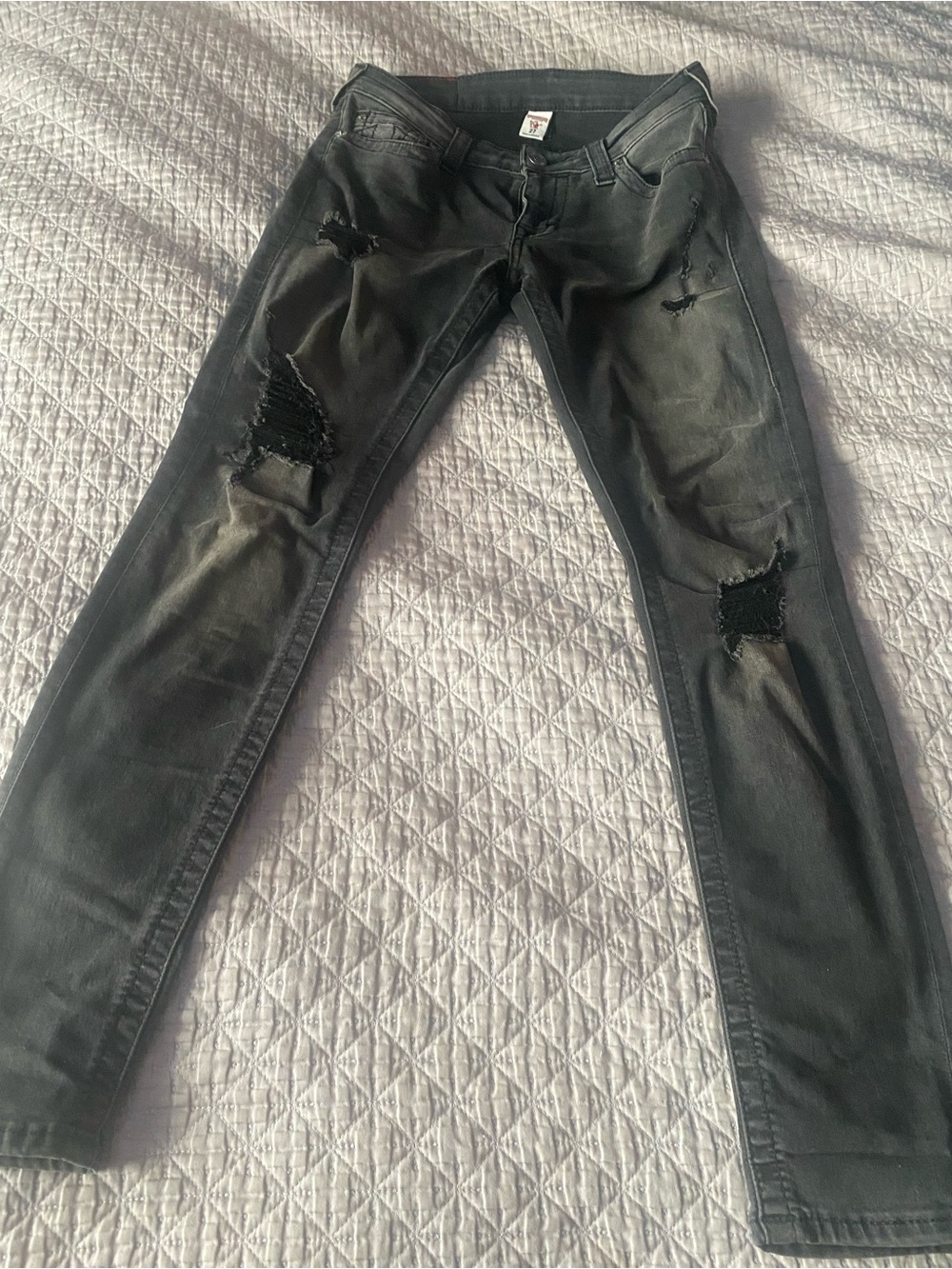 Women's True Religion Black Distressed Skinny Jeans